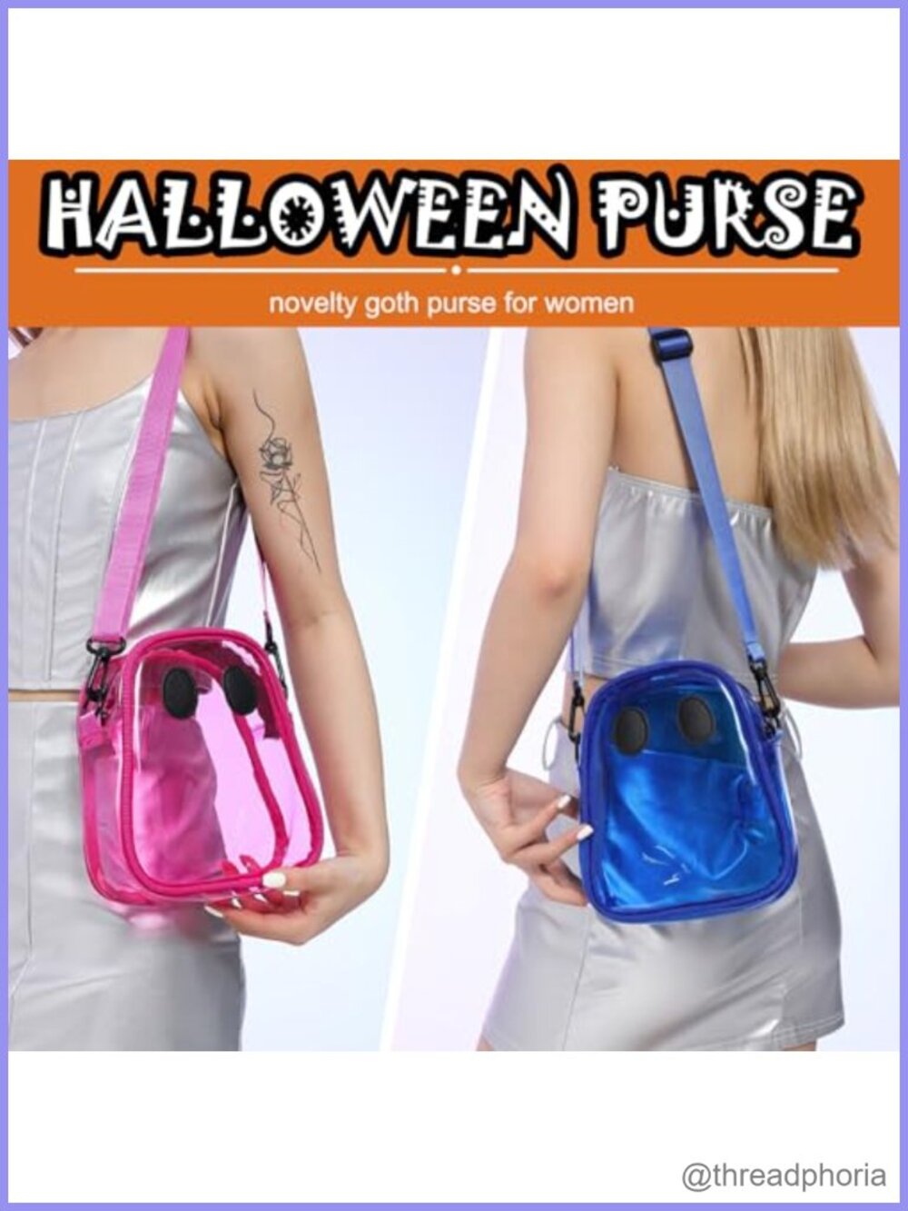 Clear PVC Crossbody Purse Halloween Ghost Novelty Transparent Shoulder Bag - Picture 5 of 6